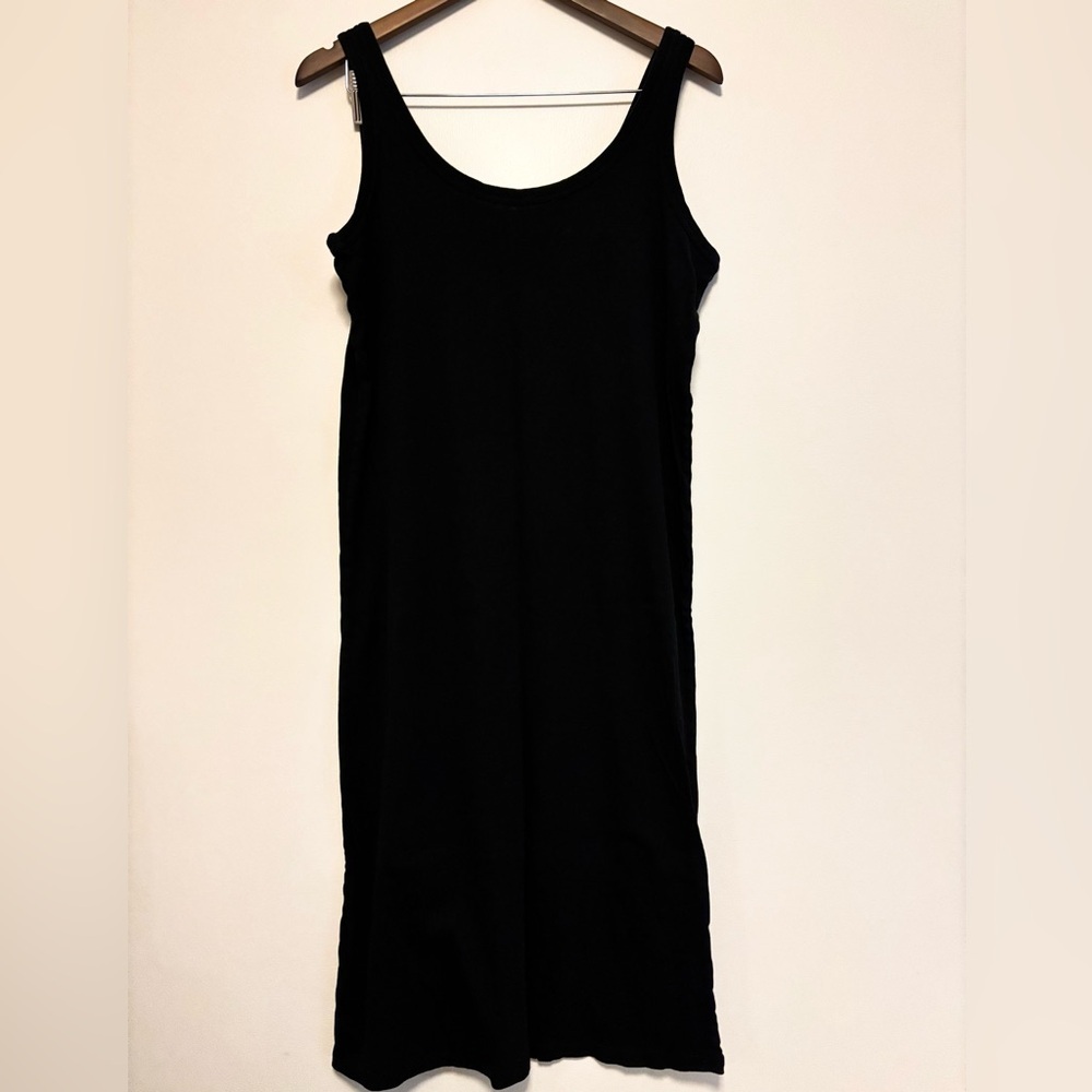 COS Black Ribbed Cotton Dress Midi Tank Size Large - Picture 3 of 4